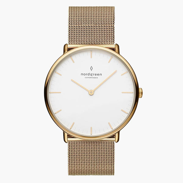 Nordgreen Native | 28mm ゴールド Mesh ホワイトダイヤル