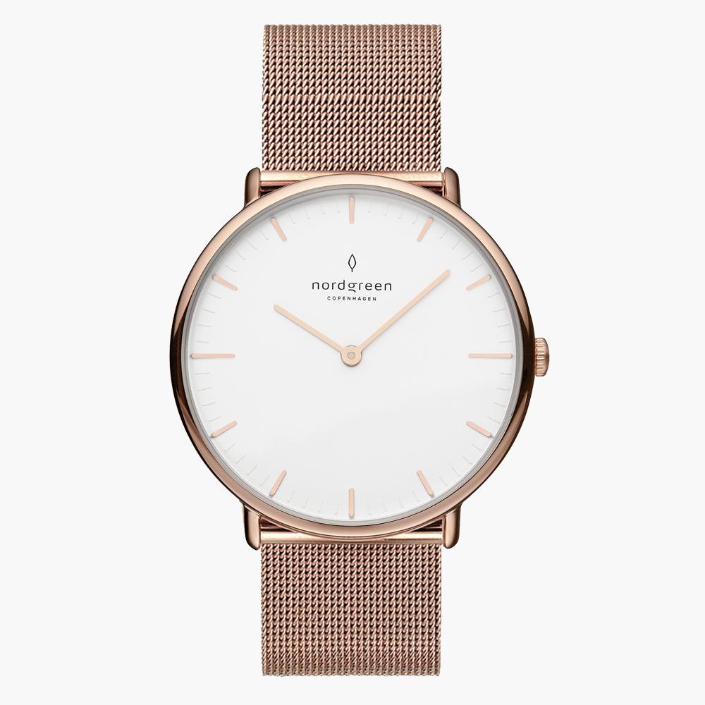 rose出品 Women's Rose Gold Mesh Watch | Nordgreen Native 28mm