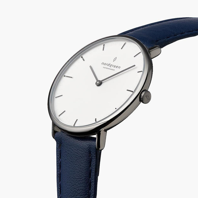 Native | White Dial - Navy Blue Leather