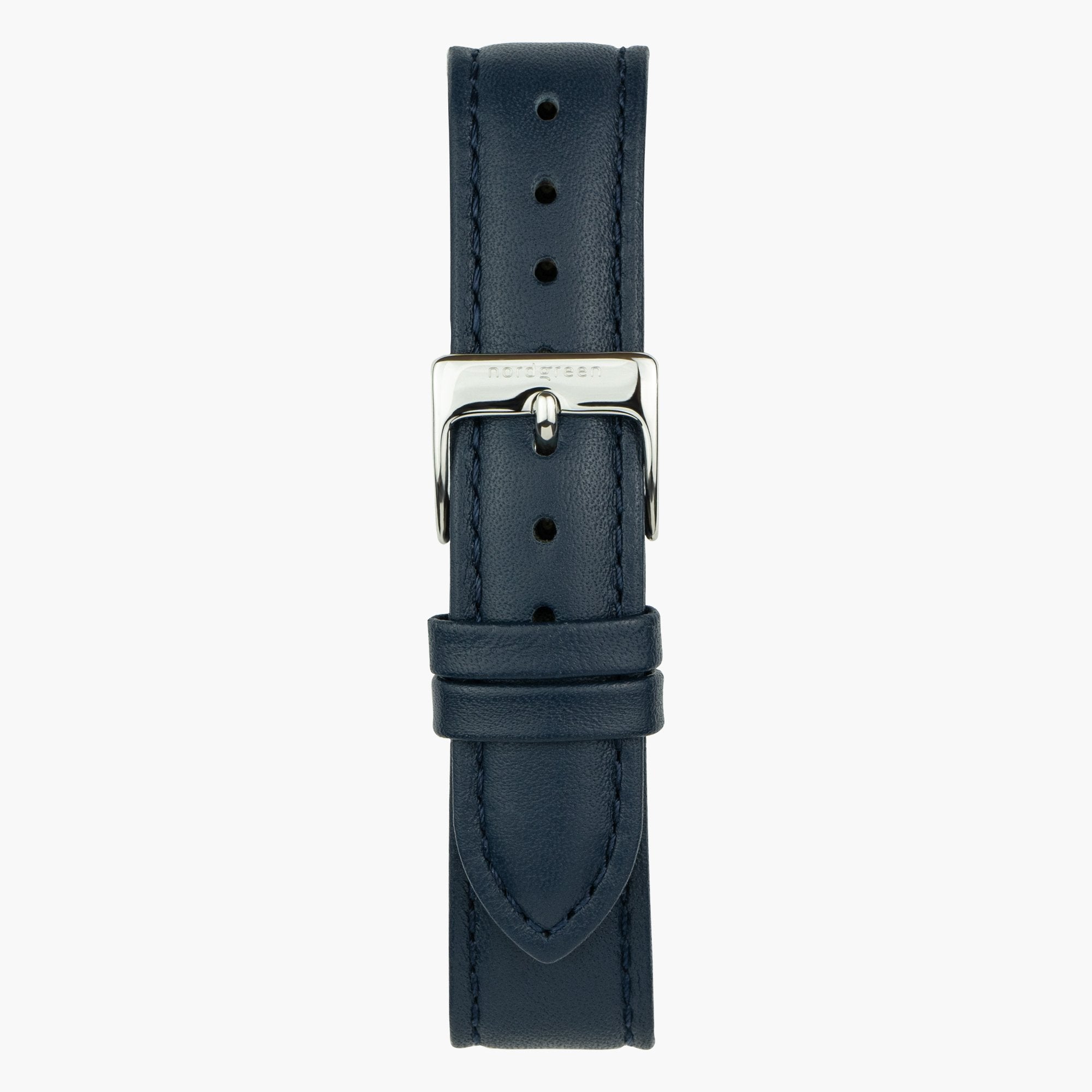 Navy Blue Vegan Leather Watch Strap - Silver - 40mm/42mm