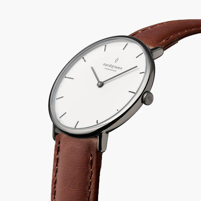 Native | White Dial - Brown Vegan Leather