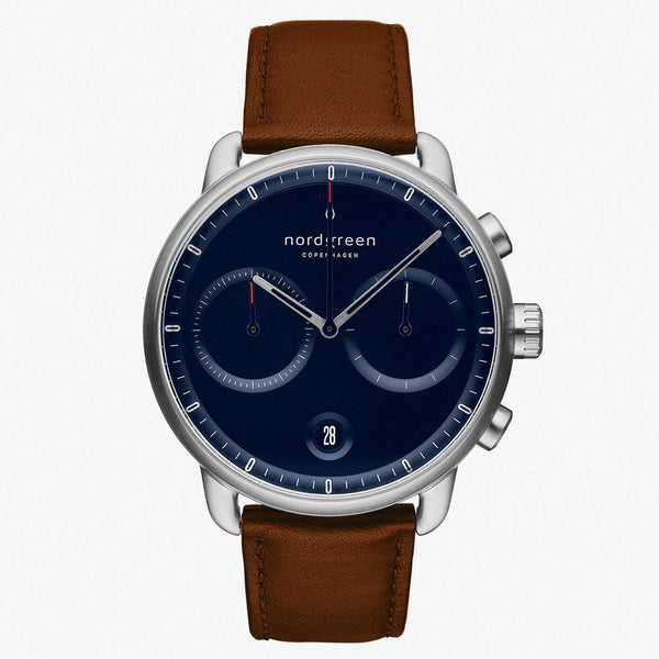 Pioneer クロノグラフ | 42mm シルバーブルー文字盤 – Nordgreen