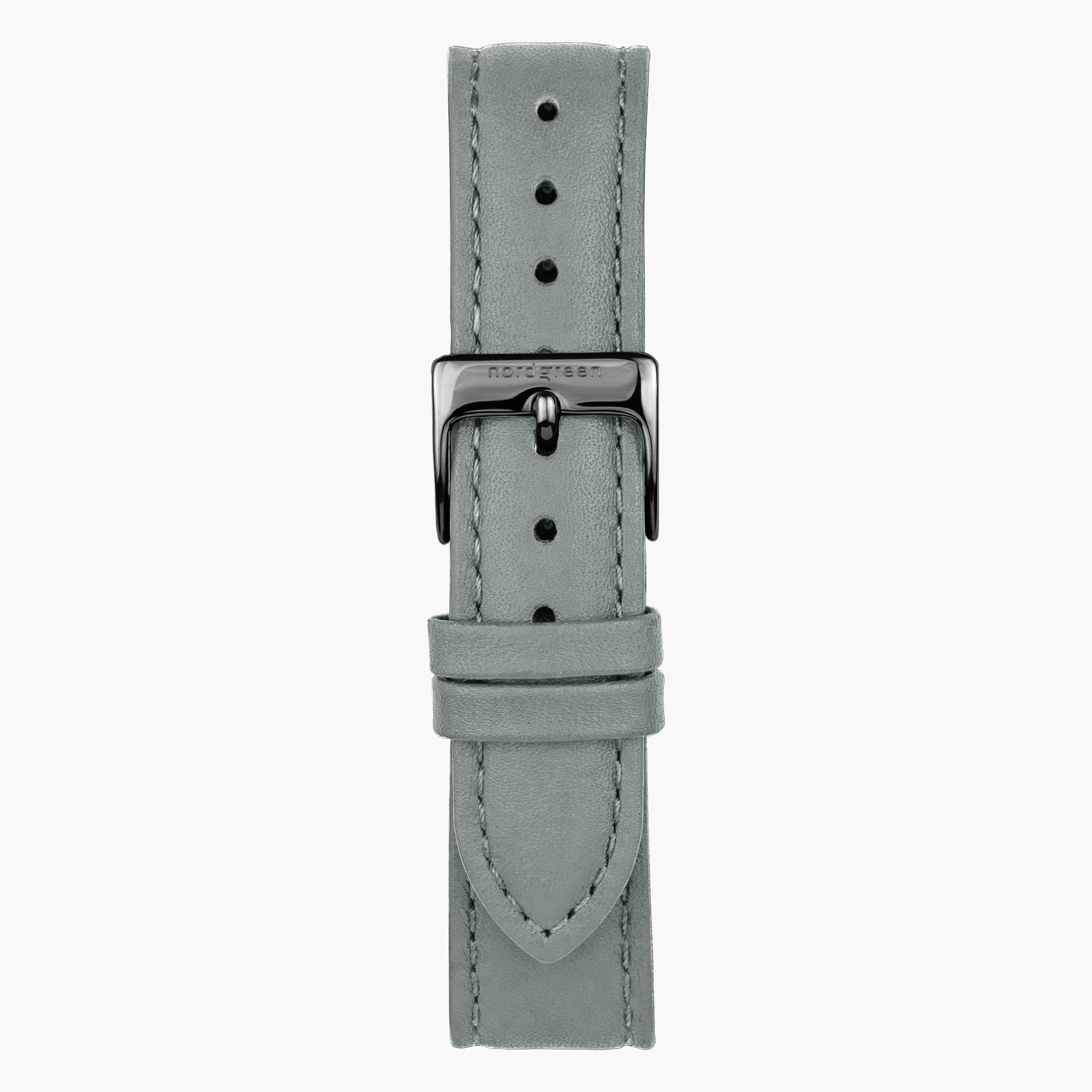 Grey Leather Watch Strap - Gun Metal - 36mm