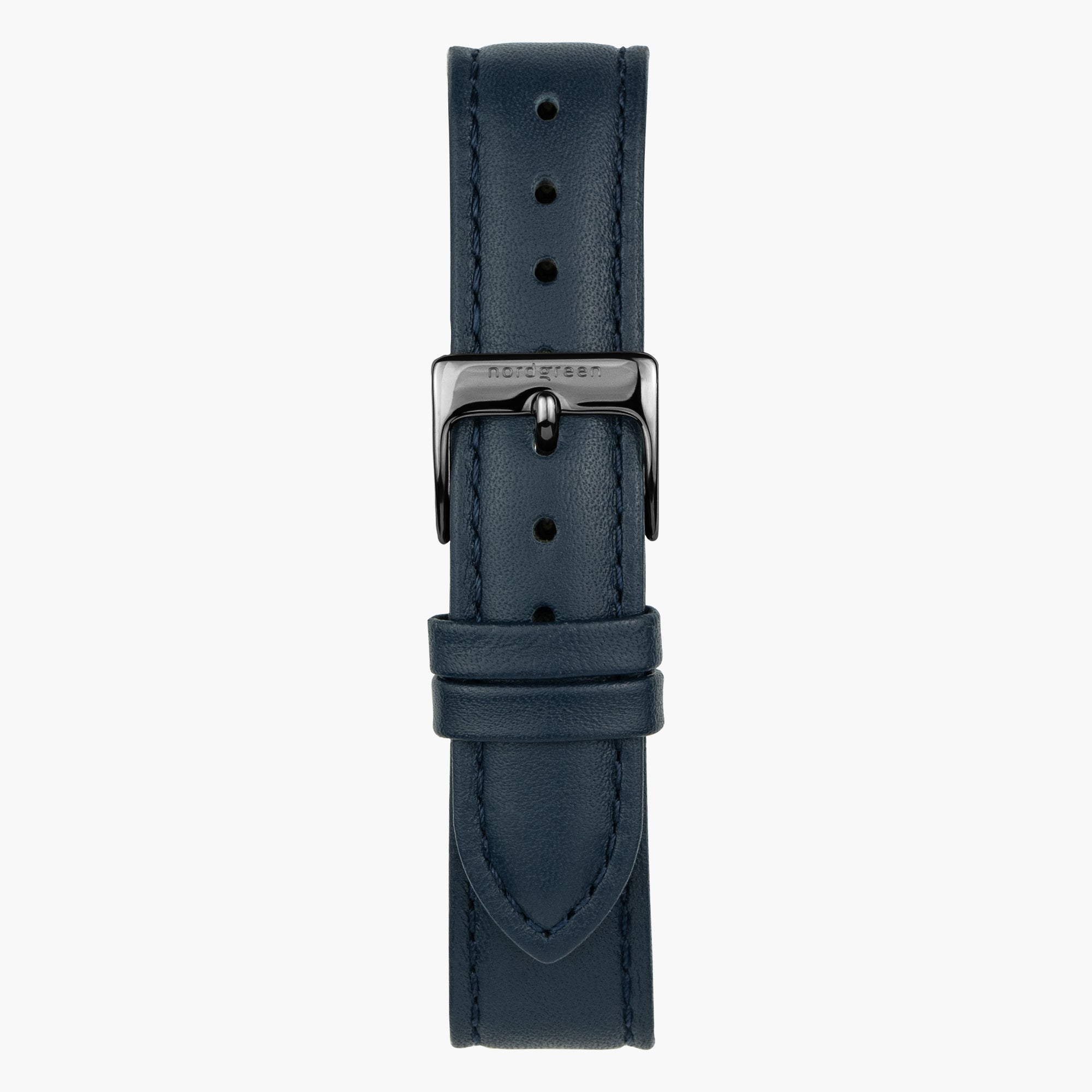 Navy Blue Vegan Leather Watch Strap - Gun Metal - 36mm