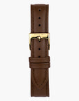 Brown Leather Watch Strap - Gold - 32mm