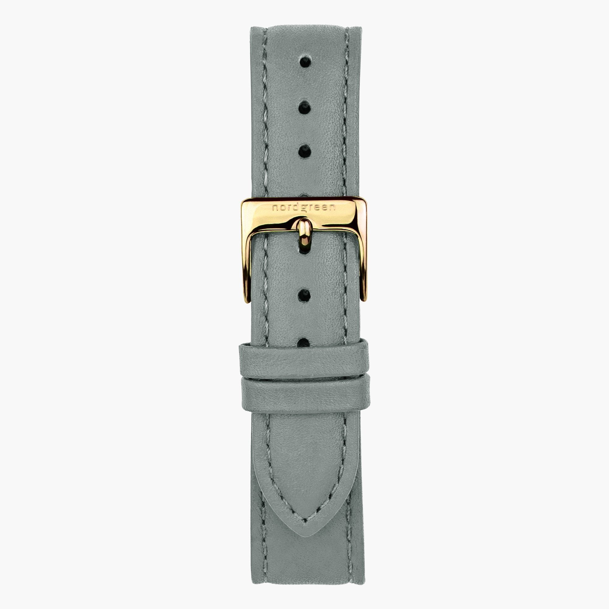 Grey Leather Watch Strap - Gold - 28mm