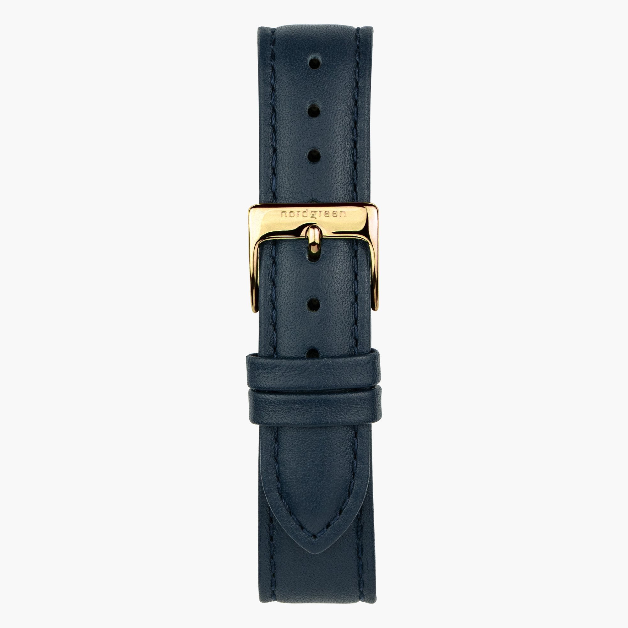 Navy Leather Watch Strap - Gold - 36mm