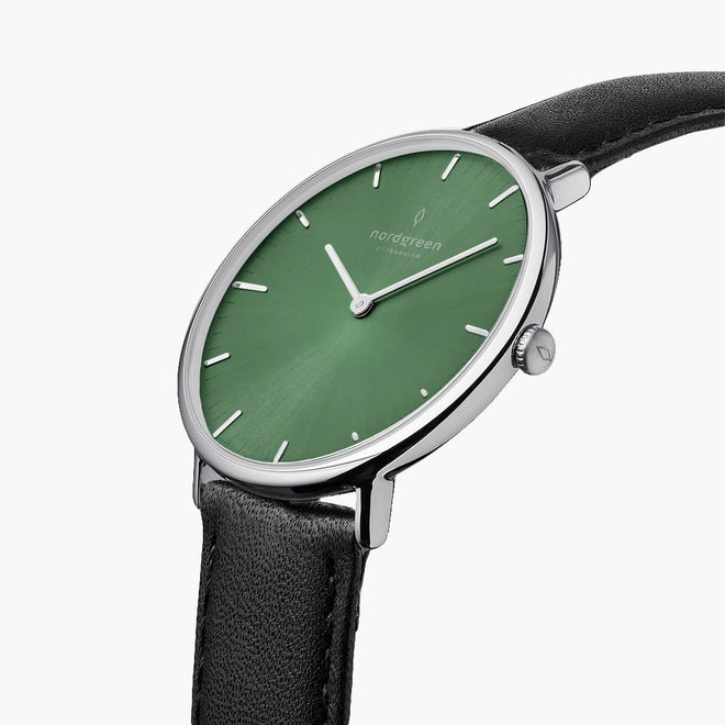 Native | Digital Olive Dial - Black Leather