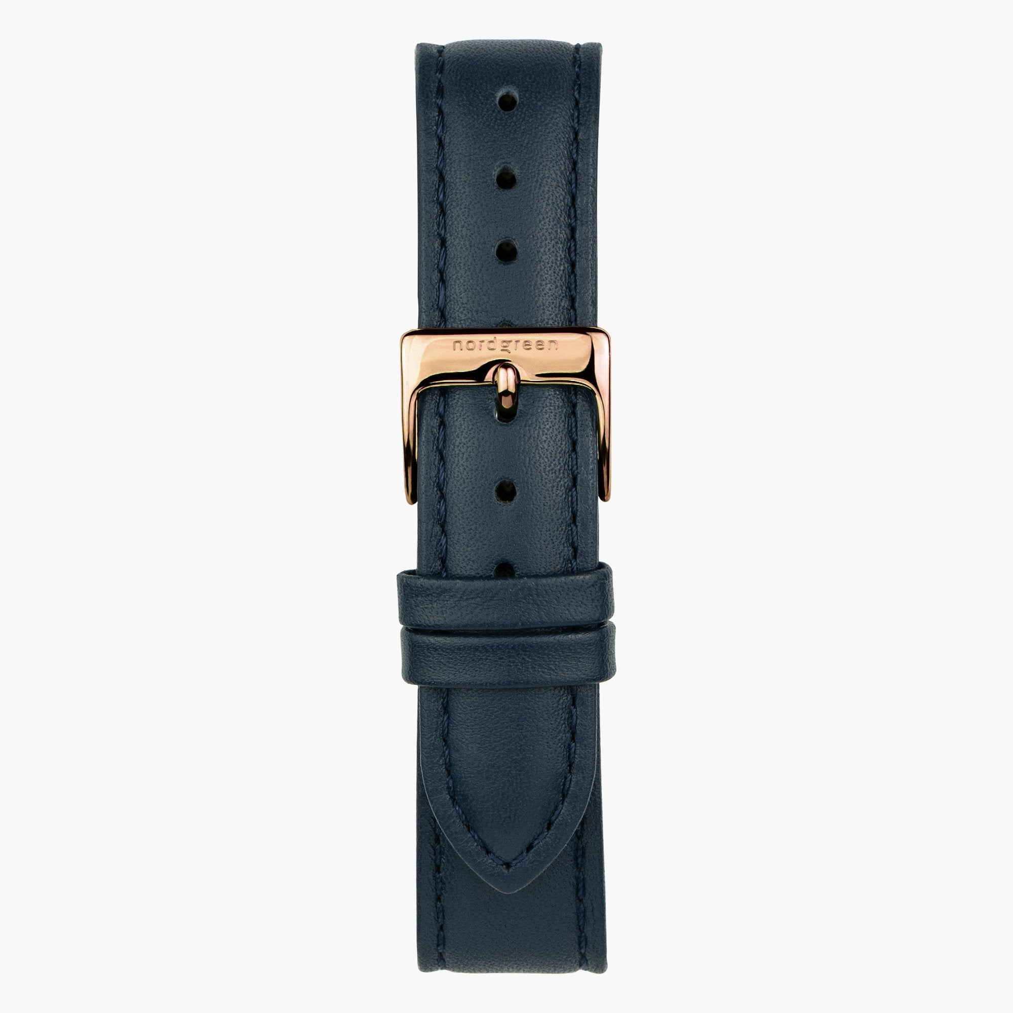 Navy Leather Strap - Rose Gold Buckle, Genuine Leather Watch Band