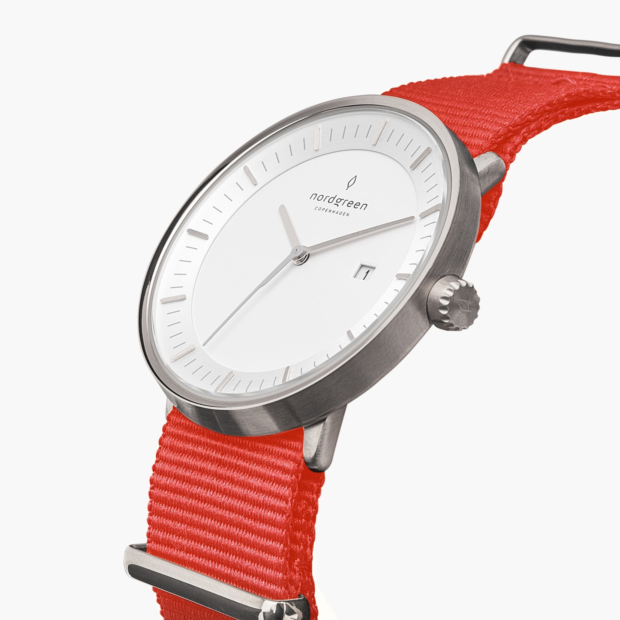 Nordgreen Philosopher | 36mm Bright Red Nylon Strap