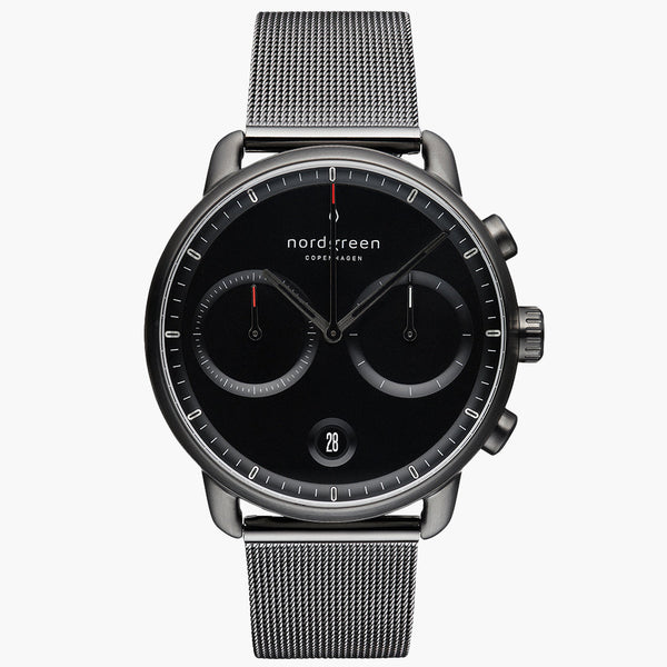 Pioneer Chrono | 42mm Gunmetal Mesh Black Dial – Nordgreen