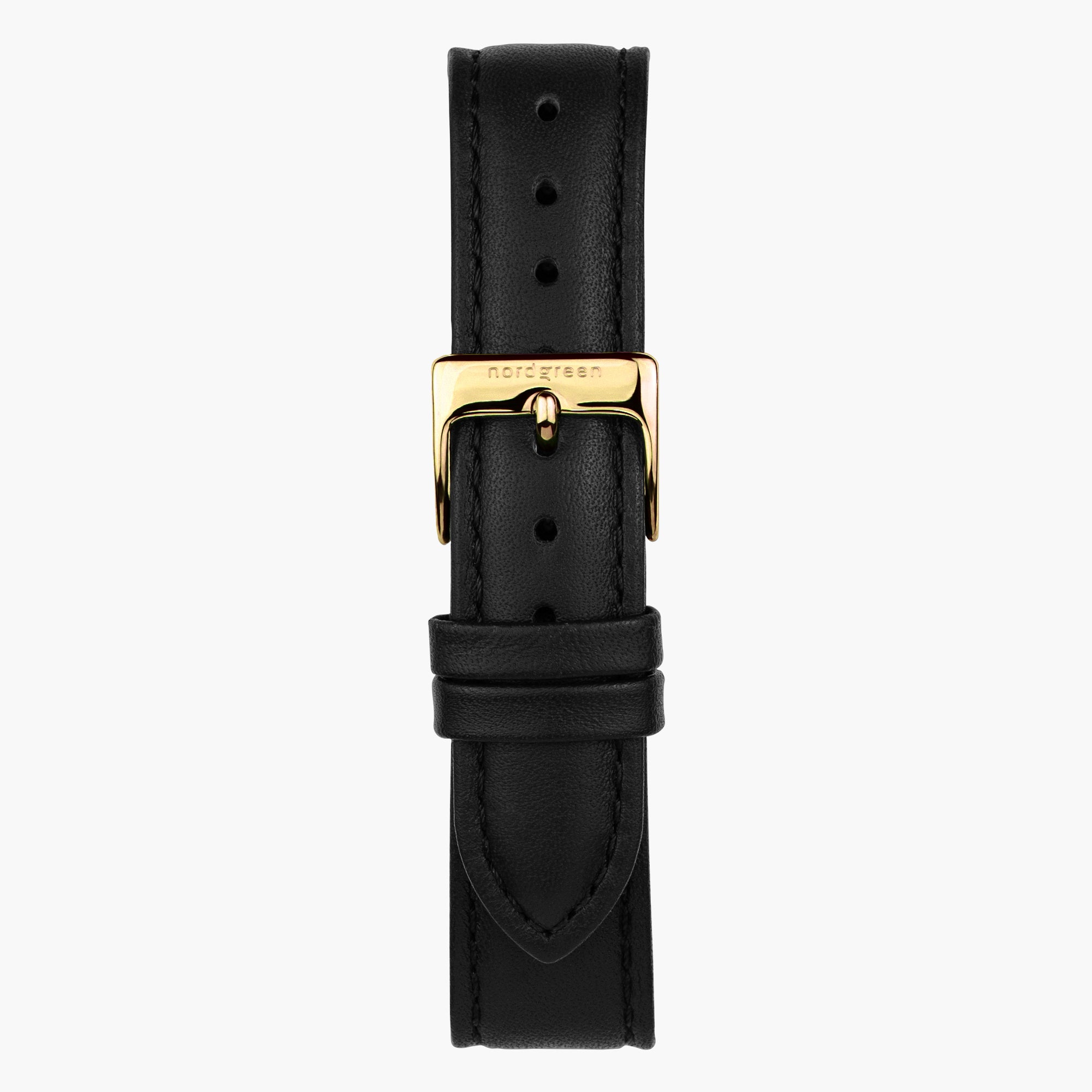 Black Leather Strap - Gold Buckle, Genuine Leather Quick-Release Band
