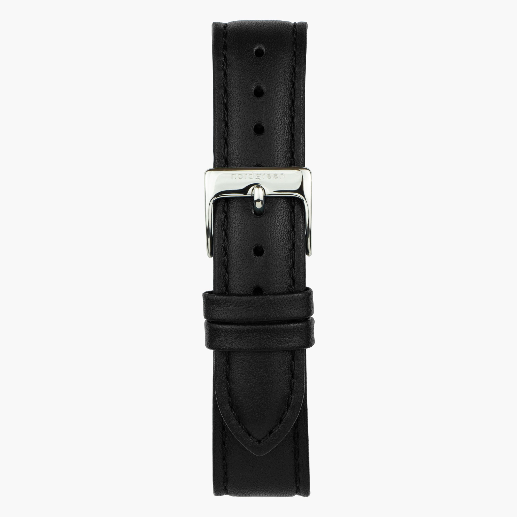 Black Leather Strap - Silver