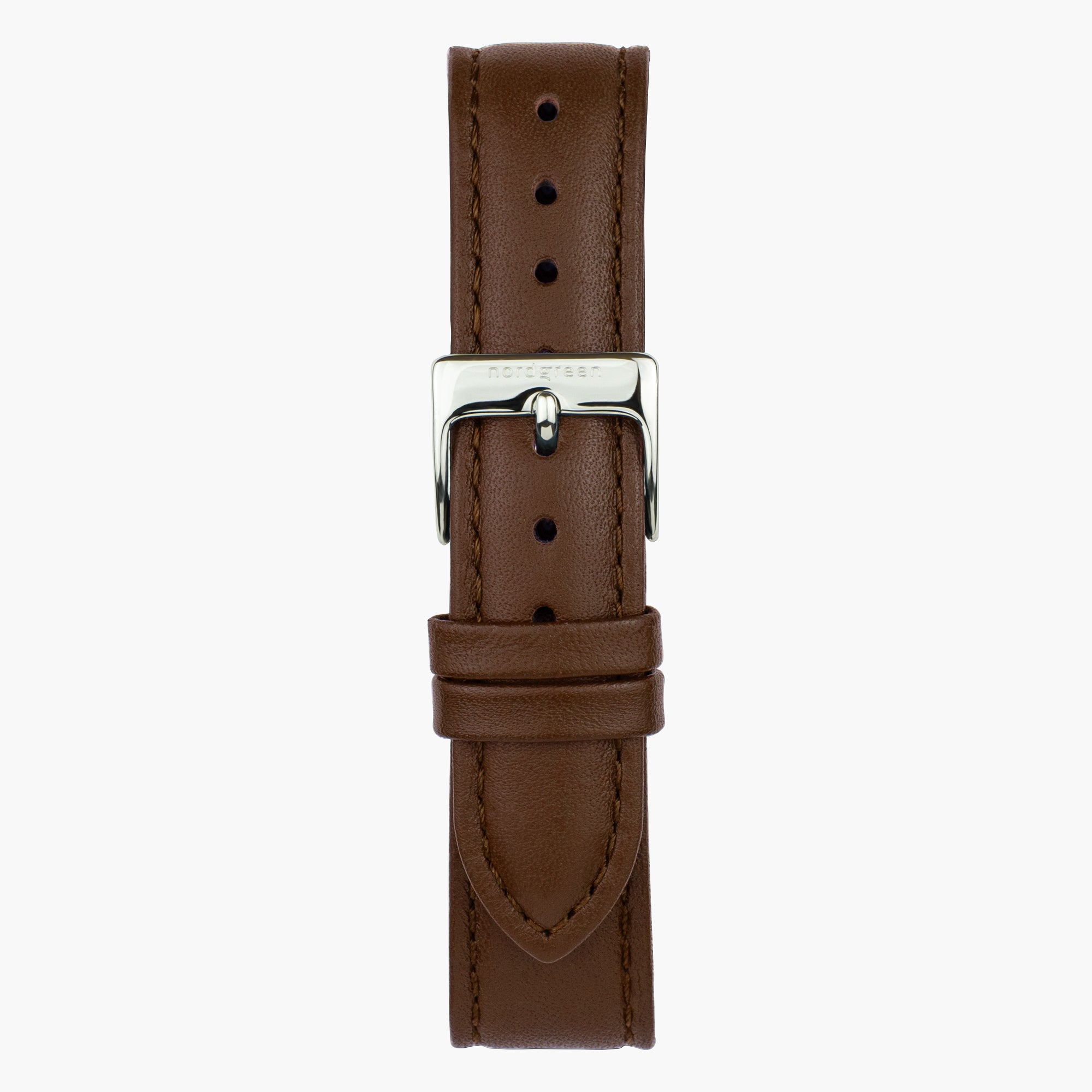 Brown Leather Strap - Silver Buckle, Genuine Leather Quick-Release Band