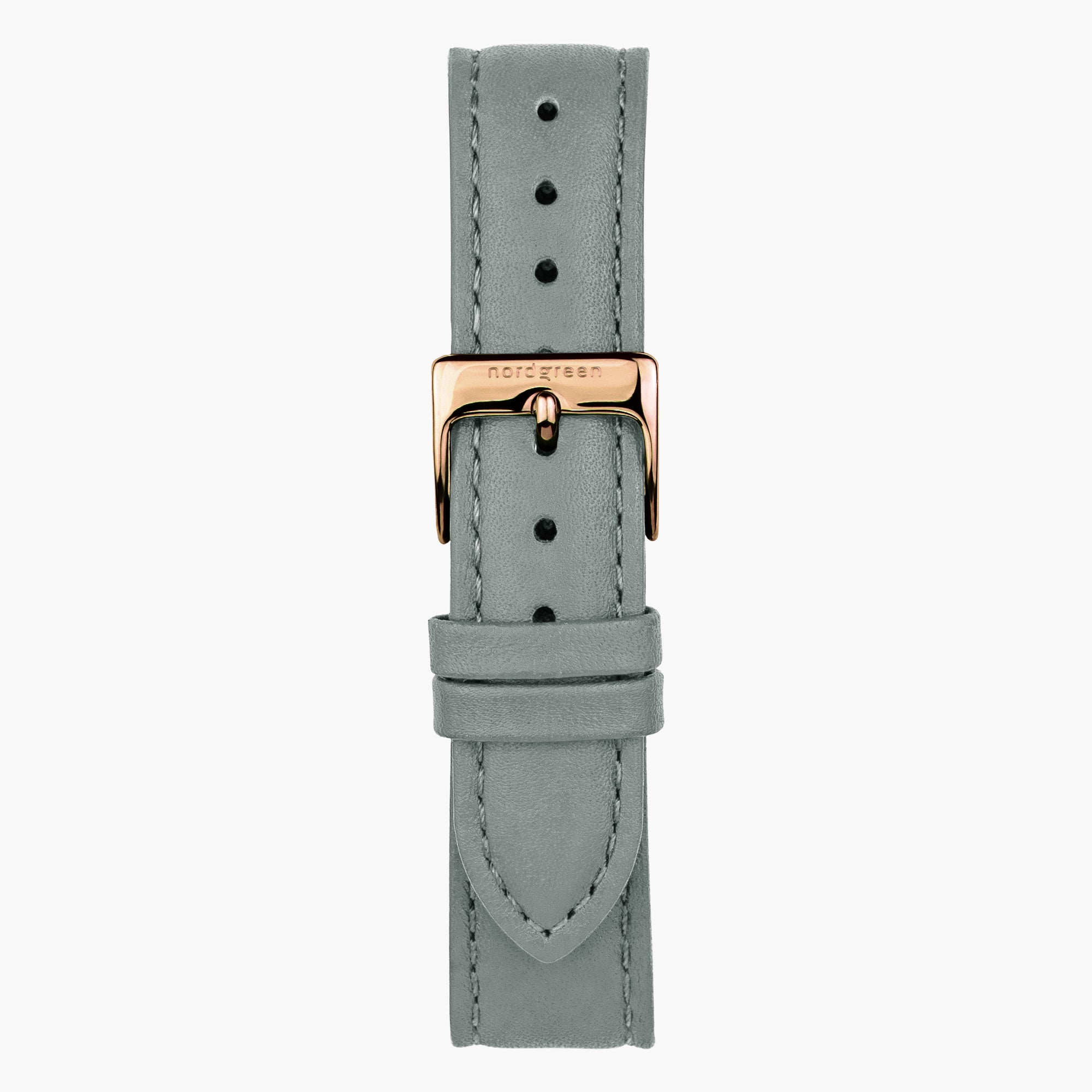 Grey Leather Strap - Rose Gold Buckle, Elegant Quick-Release Band
