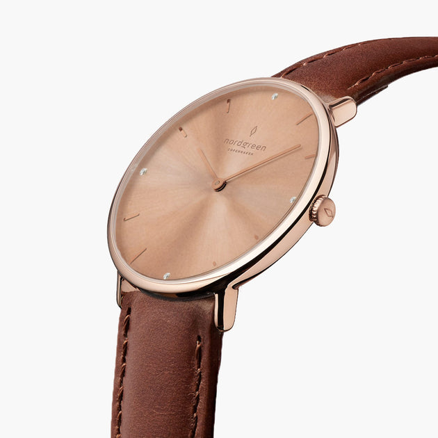 Native | Crystal Sunray Dial - Brown Leather