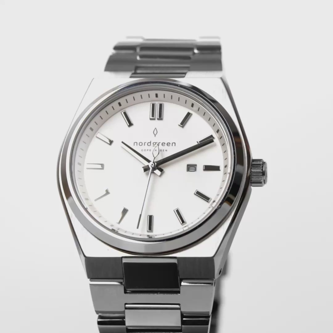 nordgreen Succession 35mm ステンレススチール ホワイト Scandinavian Succession | Nordgreen 35mm Silver Link