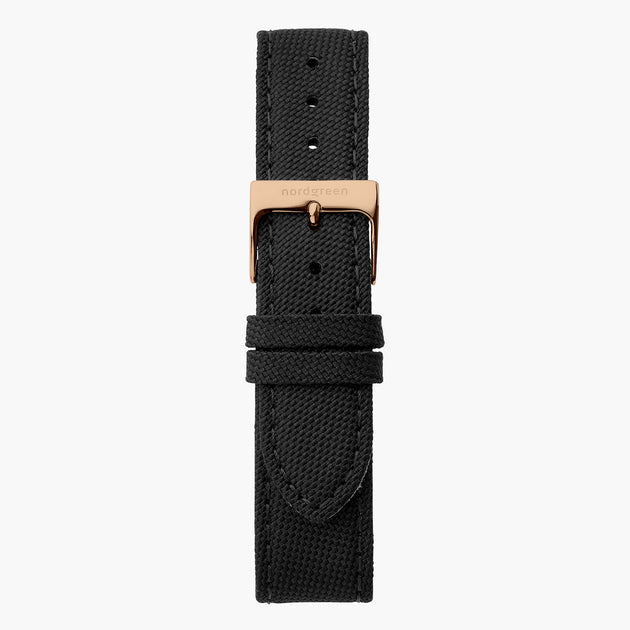 Black Recycled Polyester Strap - Rose Gold - 40mm