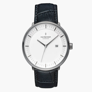 PH40GMLEBCXX &Philosopher men's watch with white dial in gunmetal with black croc straps