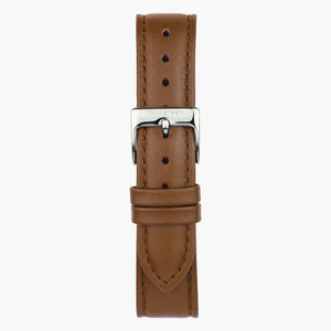ST14POSIVEBR &14mm vegan leather watch straps in brown with silver buckle