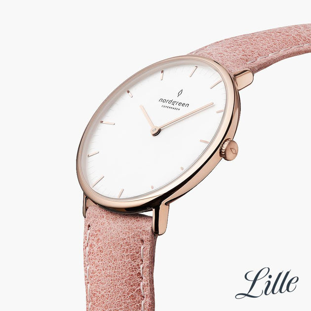 NR32RGLEPIXX &Native rose gold watch women with pink leather straps