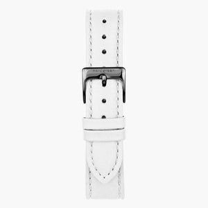ST16POGMLEWH &16mm leather watch straps in white with gunmetal buckle