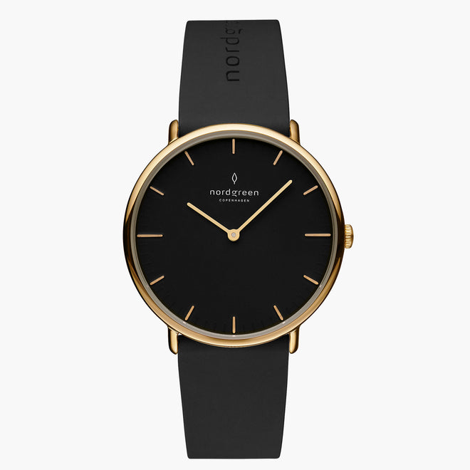 NR40GORUBLBL &Native men rubber watches in gold with black dial