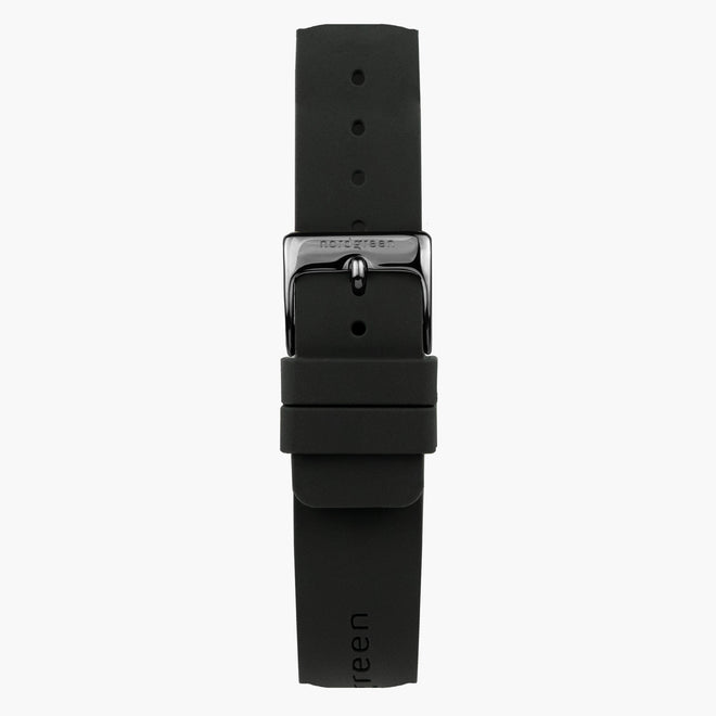 ST20POGMRUBL &20mm watch band in black rubber with gunmetal buckle