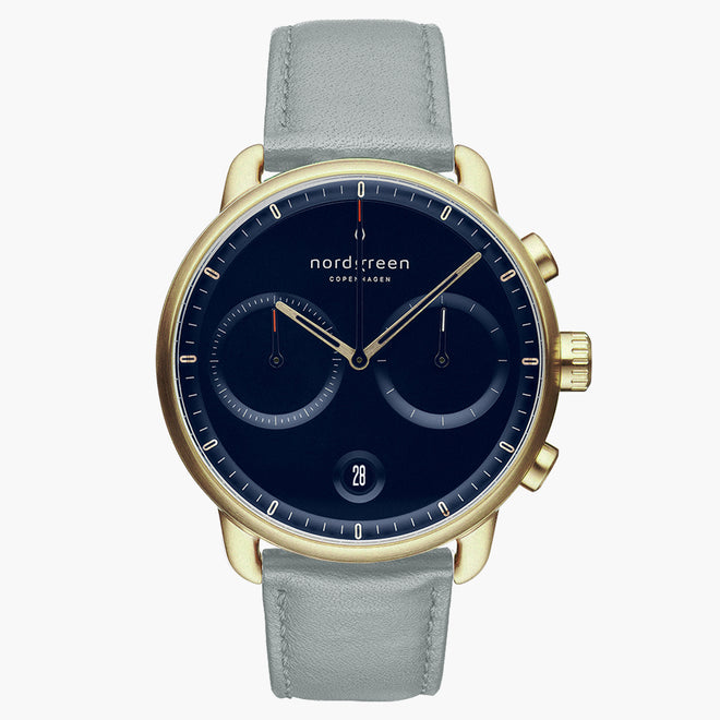 PI42GOVEDONA &Gold and blue men's watch with grey vegan  strap