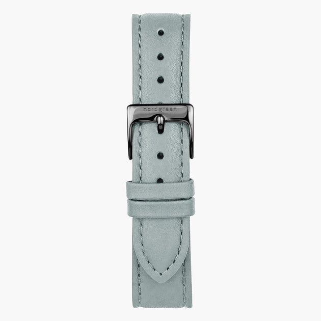 ST20POGMVEDG &20mm watch band in grey vegan leather with gunmetal buckle
