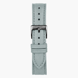 ST18POGMVEDG &18mm watch band in grey vegan leather with gunmetal buckle