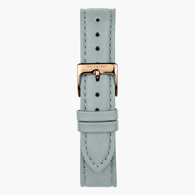 ST16PORGVEDG &16mm vegan leather watch straps in grey with rose gold buckle