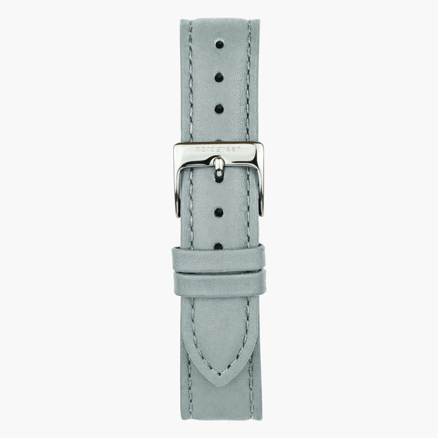 ST18POSIVEDG &18mm watch band in grey vegan leather with silver buckle