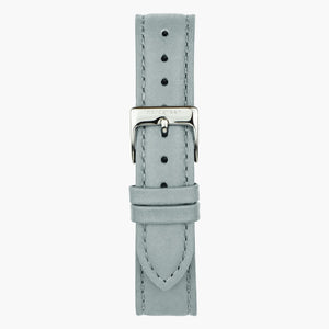 ST16POSIVEDG &16mm vegan leather watch straps in grey with silver buckle