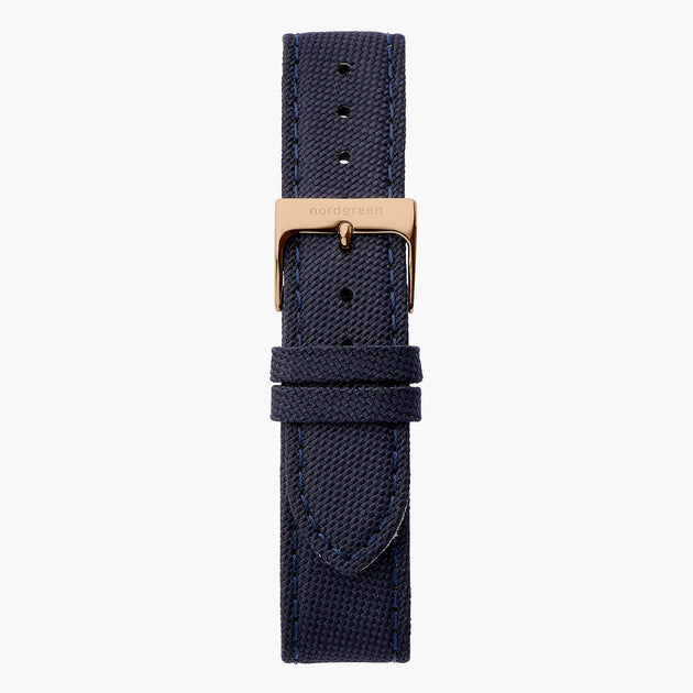 Blue Recycled Polyester Strap - Rose Gold - 36mm