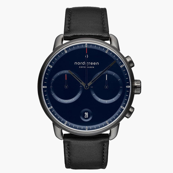 PI42GMVEBLNA &Men's blue dial watches in gunmetal with black vegan straps