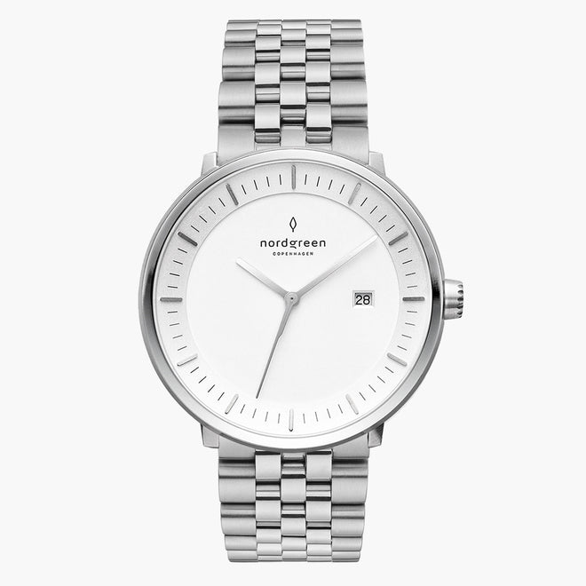 PH36SI5LSIXX PH40SI5LSIXX &Philosopher men's watch with white dial in silver with 5-link straps