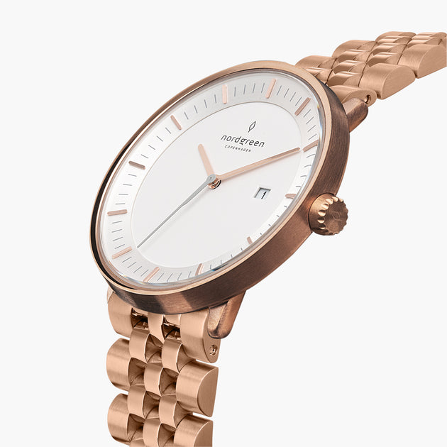 Philosopher - BUNDLE White Dial Rose Gold | Rose Gold 5-Link / Brown Leather Straps