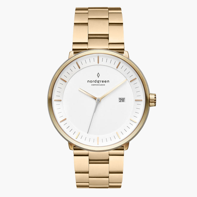 PH36GO3LGOXX PH40GO3LGOXX &Philosopher men's watch with white dial in gold with 3-link straps