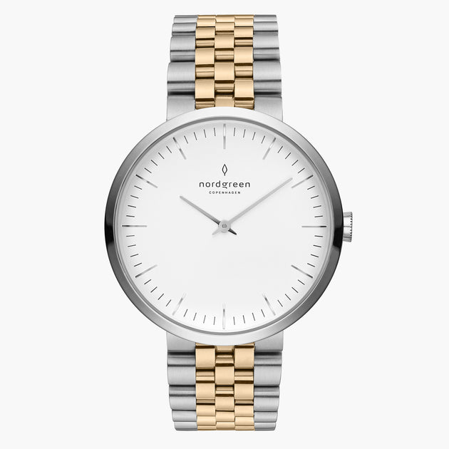 Infinity | White Dial - Silver-Gold 5-Link