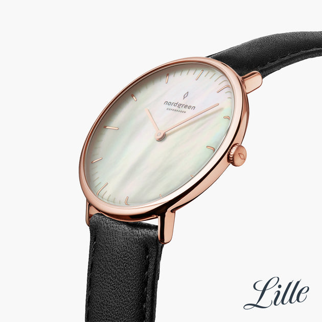 Native - BUNDLE Mother of Pearl Dial Rose Gold | 5-Link / Brown Leather / Black Leather Straps