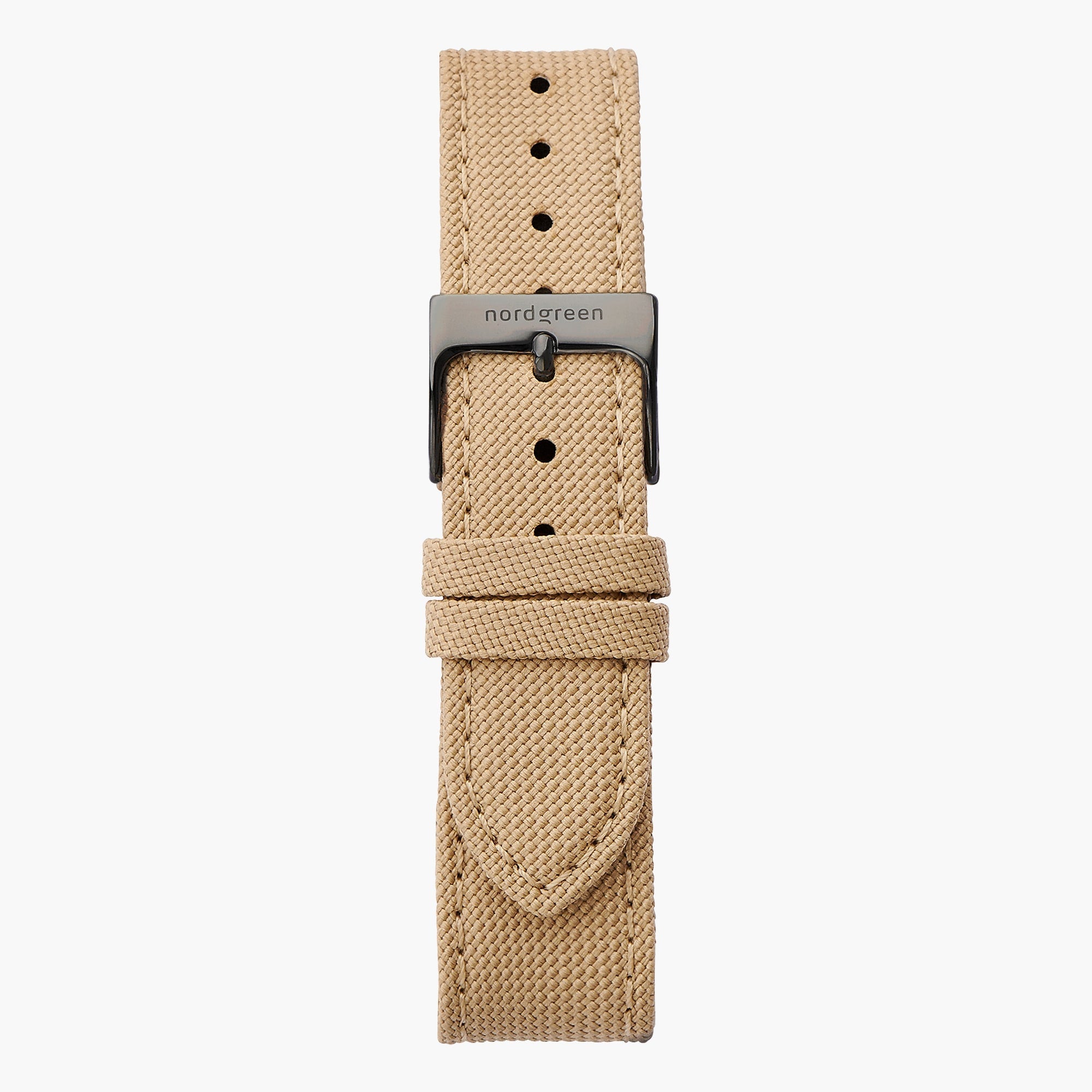 Beige Recycled Polyester Strap - Gun Metal - 36mm