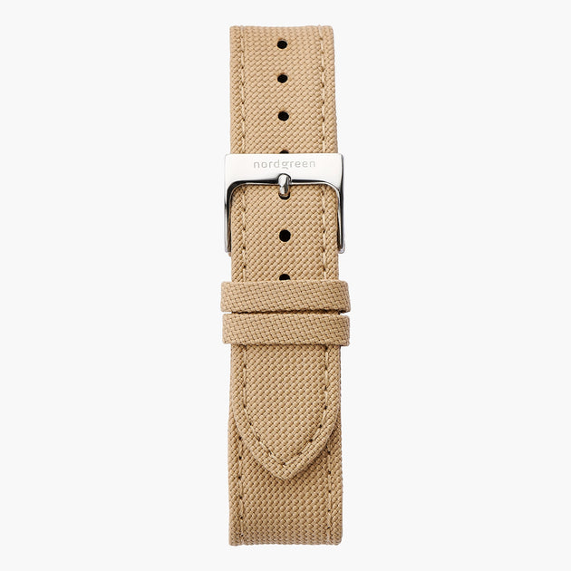 Beige Recycled Polyester Strap - Silver - 40mm