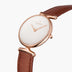 UN28RGLEBRXX UN32RGLEBRXX &Unika rose gold women's watch with white dial and brown leather strap