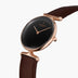 UN28RGLEDBBL UN32RGLEDBBL &Unika black dial women's watch in rose gold with dark brown strap