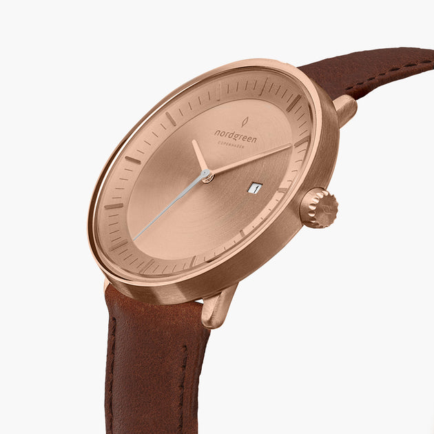 Philosopher | Brushed Metal Dial - Brown Leather