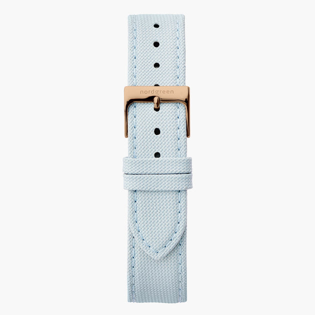 Light Blue Recycled Polyester Strap - Rose Gold - 40mm