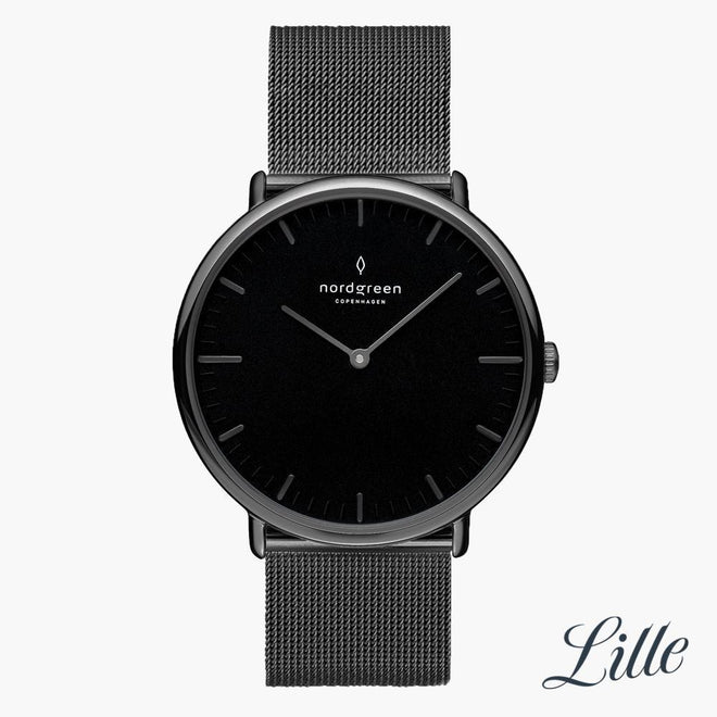 NR32GMMEGUBL NR28GMMEGUBL &Native black dial women's watch in gunmetal with mesh straps