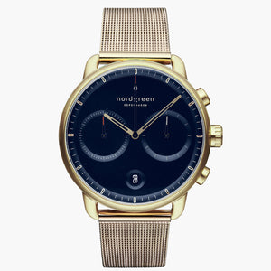 PI42GOMEGONA &Gold and blue men's watch with mesh strap