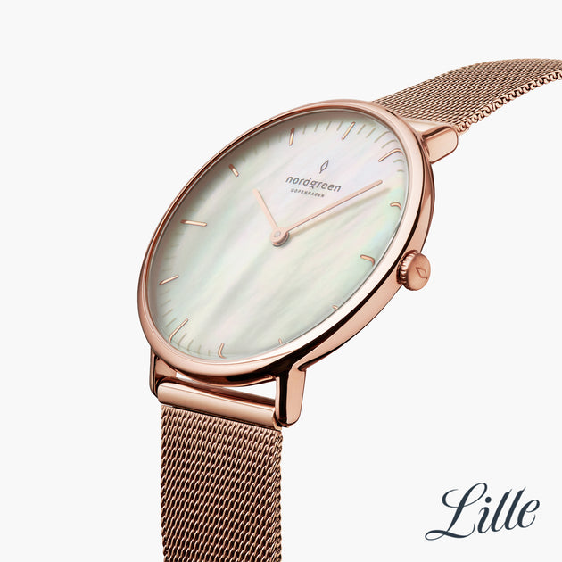 Native - BUNDLE Mother of Pearl Dial Rose Gold |  5-Link / Brown Leather / Mesh Straps